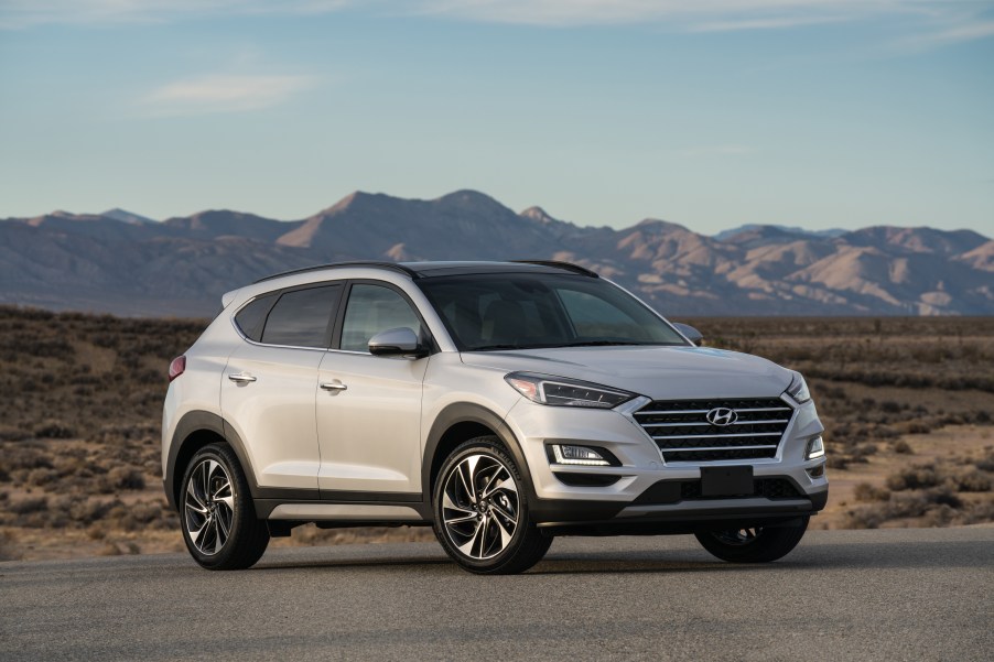 2019 Hyundai Tucson parked in front of mountain view