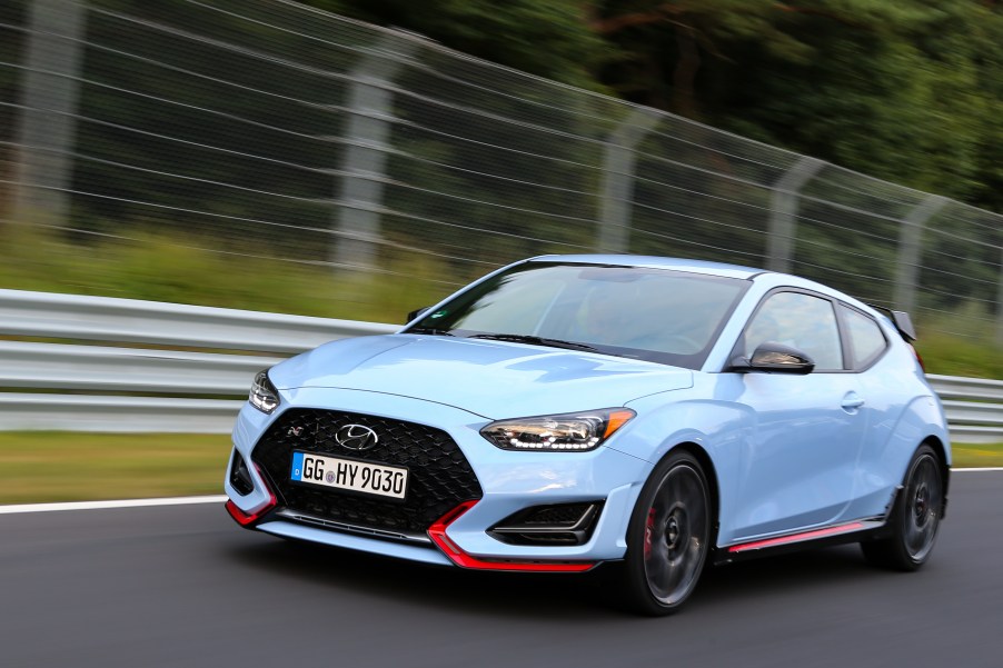 2020 Hyundai Veloster N speeding on pavement