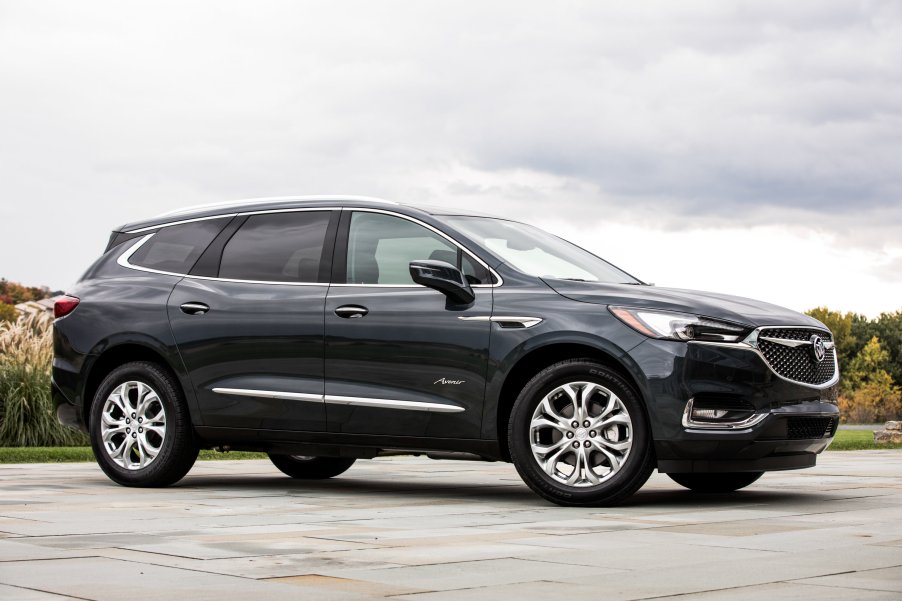 Immaculate 2019 Buick Enclave Made the List of SUVs that depreciate the fastest, pictured on pavement under an overcast sky