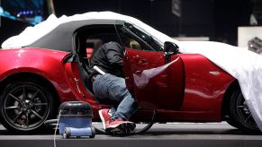 Car detailing a Mazda