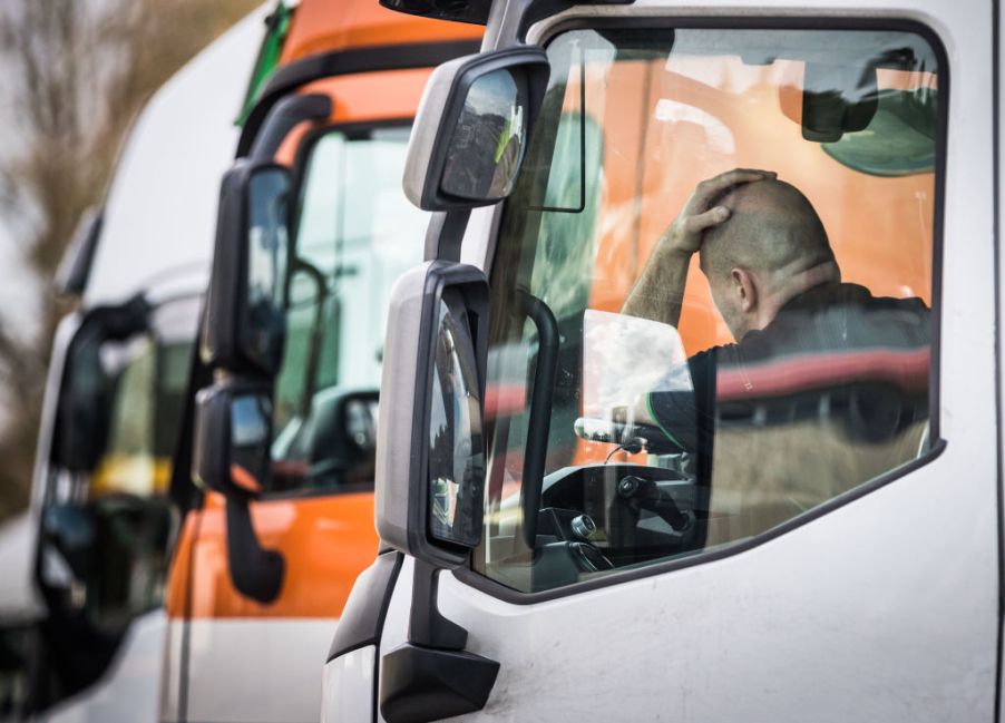 Truck driver in traffic