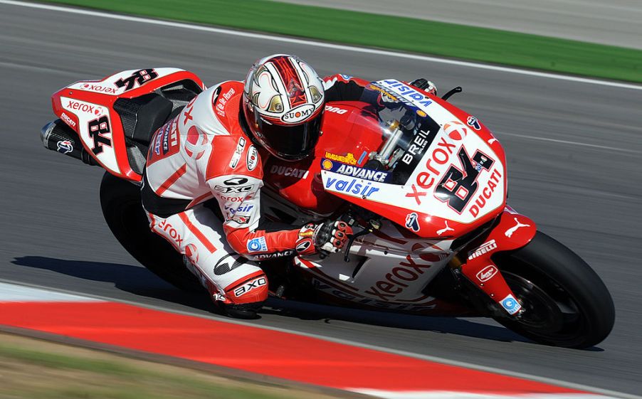 Michel Fabrizio of Italy powers his Ducati 1098R at the Superbike World Championship