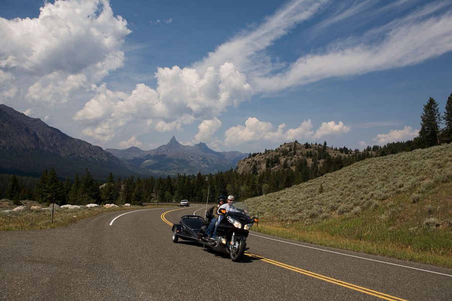 Motorcycle on pass in Montana