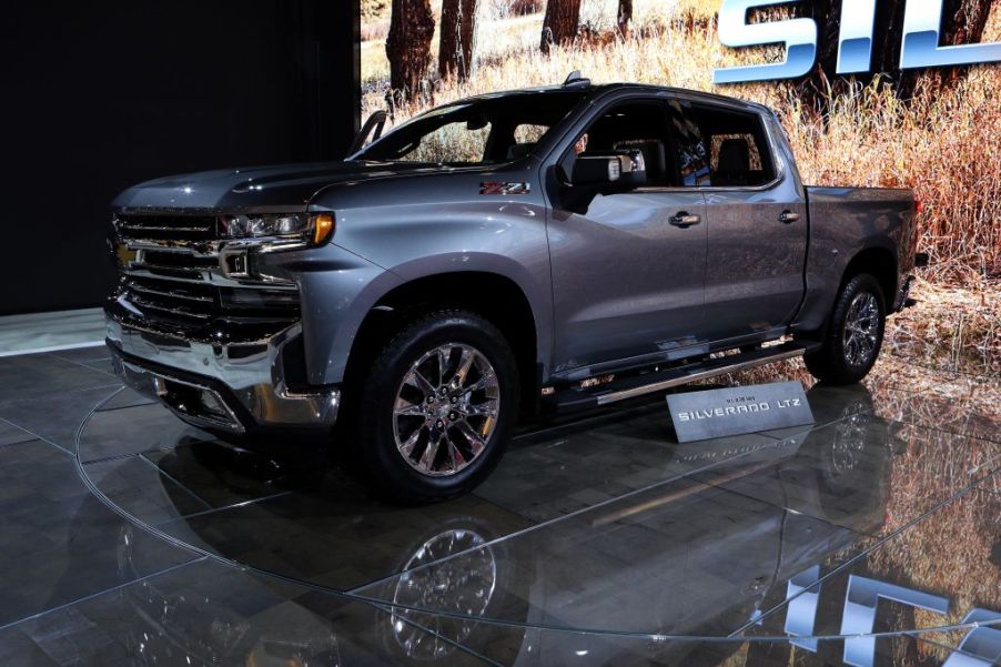 A Chevy Silverado on display in 2018.