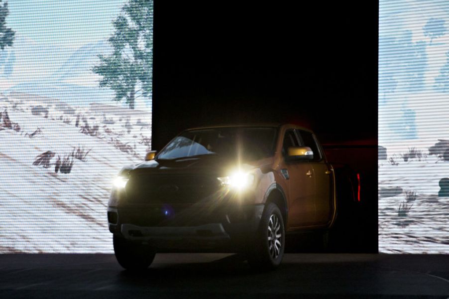 A 2019 Ford Ranger mid-size pickup truck is unveiled at the 2018 North American International Auto Show