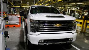 A new 2020 Chevrolet Silverado HD is shown on the assembly line at the General Motors Flint Assembly Plant