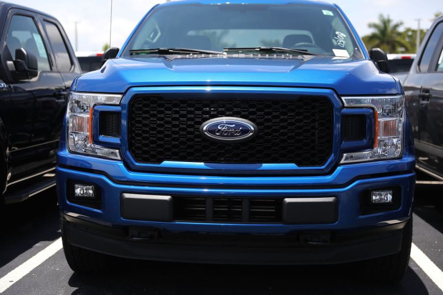 A Ford F-150 on display