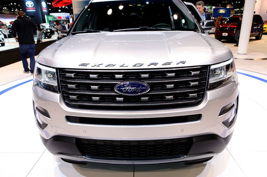 A Ford Explorer on display at a 2016 auto show