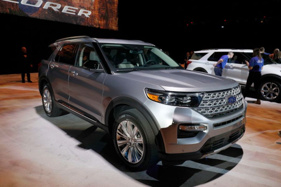 The 2020 Ford Explorer on display at an auto show