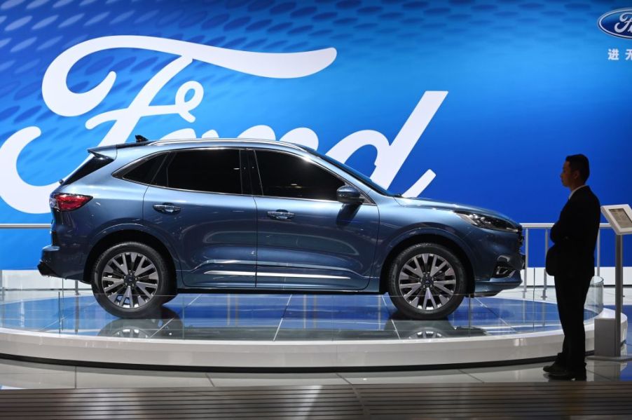 A Ford Escape on display at an auto show