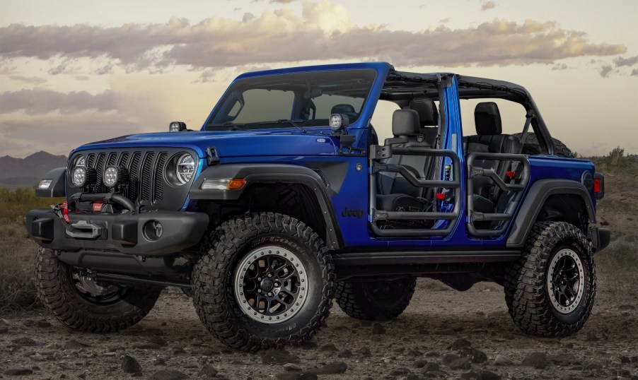 2020 Jeep Wrangler parked on mountain top