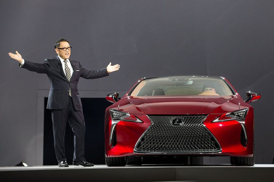 A Lexus LC500 on display at an auto show