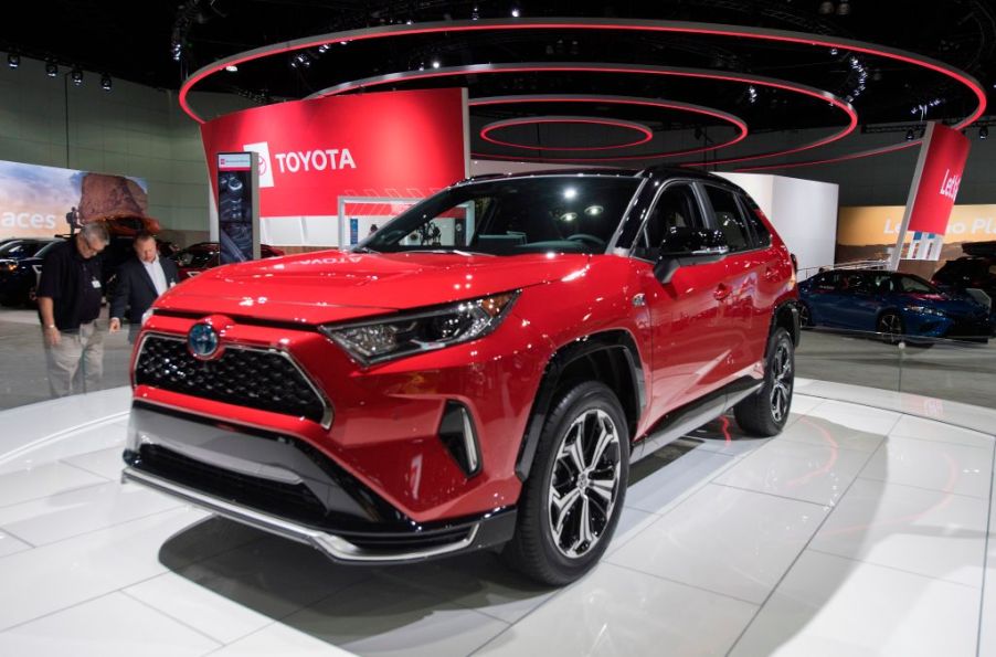 The 2021 Toyota RAV4 Prime on display during the AutoMobility LA event