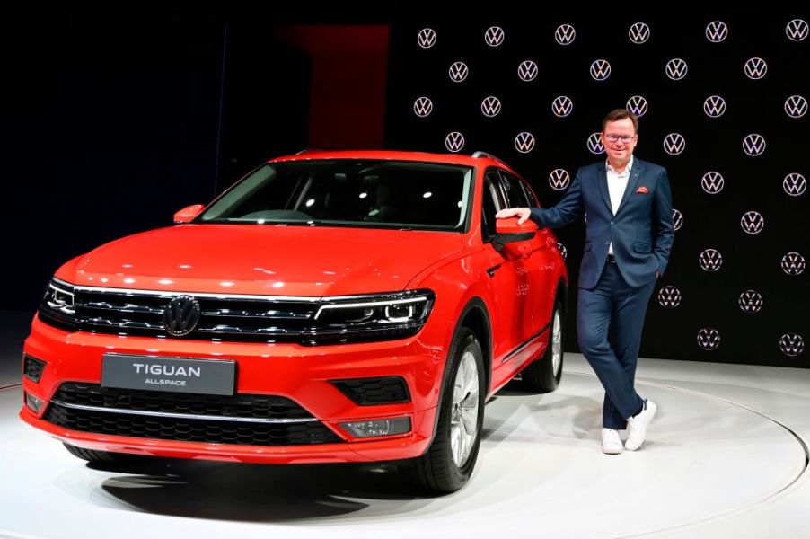 The Volkswagen Tiguan on display at an auto show