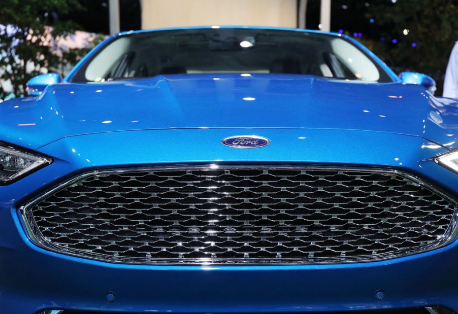 The new Ford Fusion is displayed at the New York International Auto Show on at the Jacob K. Javits Convention Center