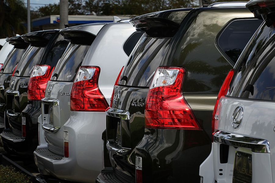 Lexus GX 460 SUVs are seen on a sales lot on April 13, 2010