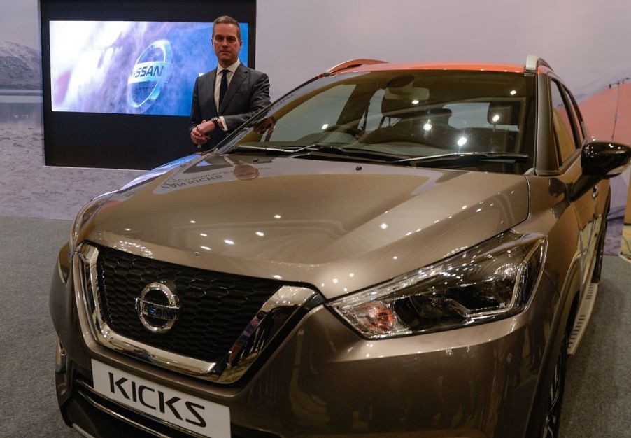 The Nissan Kicks on display at an auto show