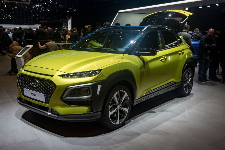 Hyundai Kona is displayed at the 88th Geneva International Motor Show