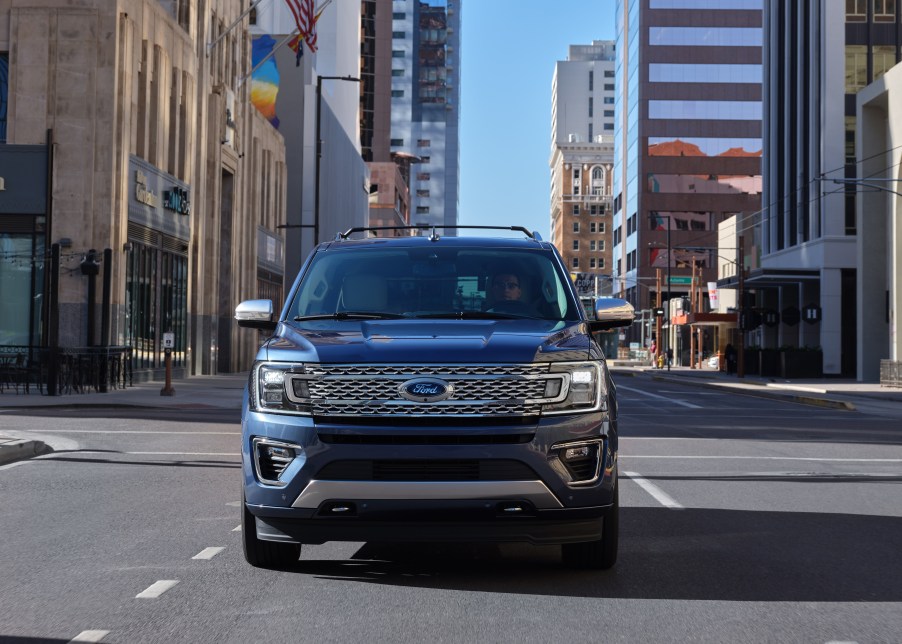 2020 Ford Expedition Platinum trim model driving in the city