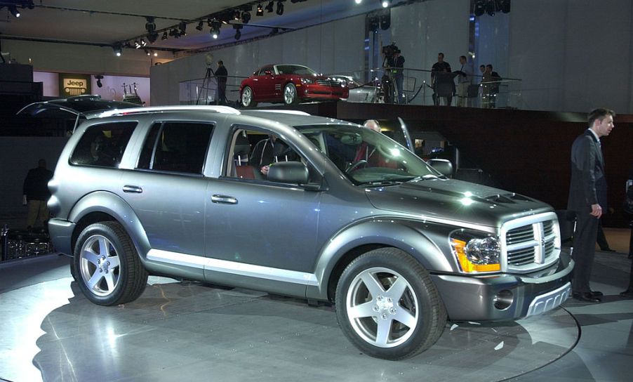 The 2003 Dodge Durango HEMI RT Concept is shown at a press conference at the North America International Auto Show