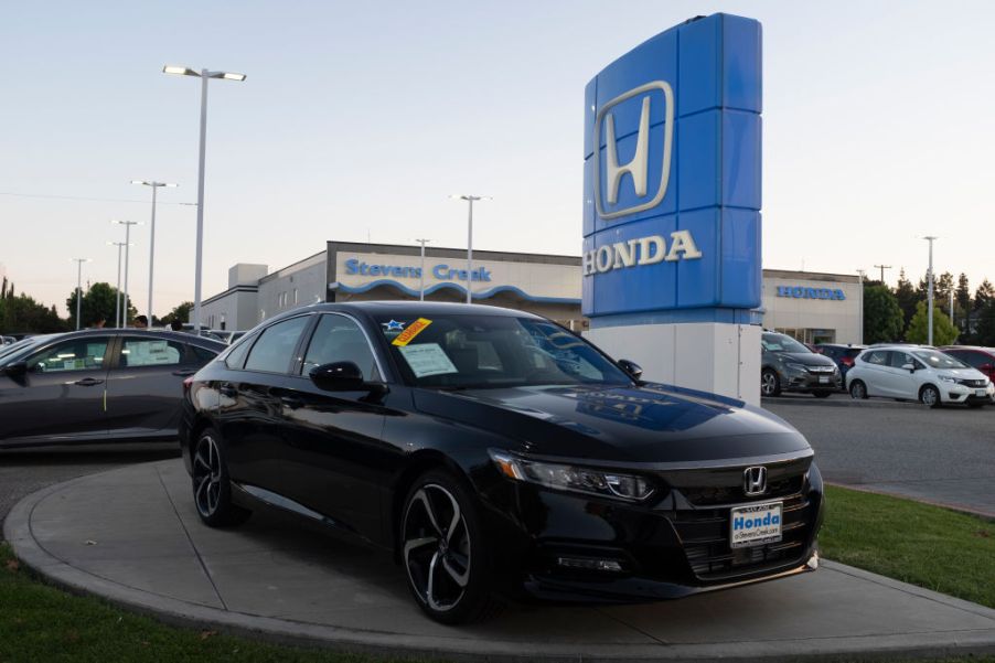 A Honda Accord on display at a car dealership