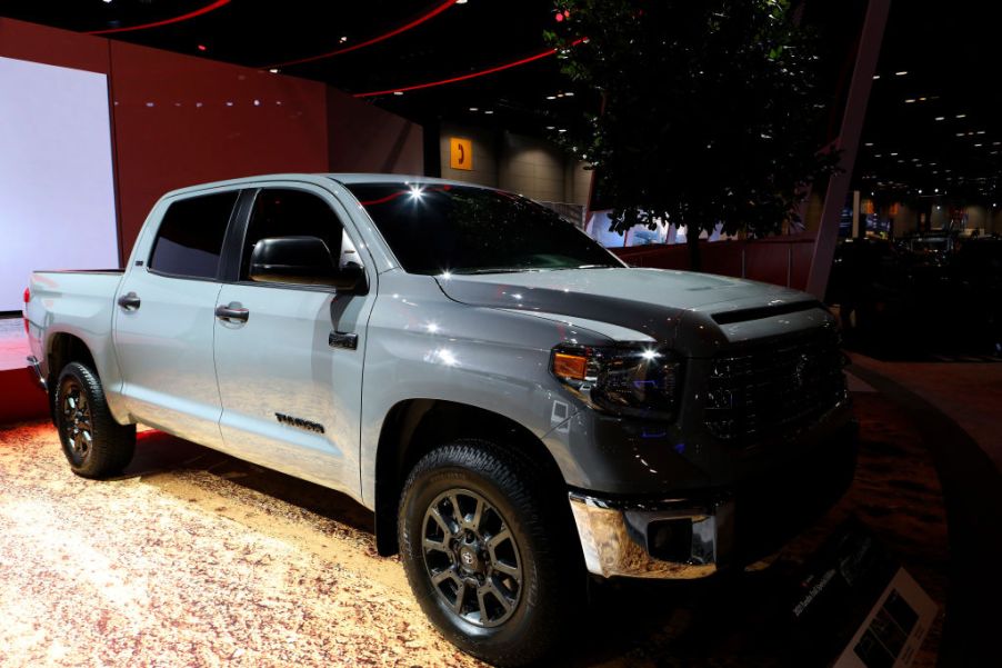 A 2020 Toyota Tundra on display at an auto show