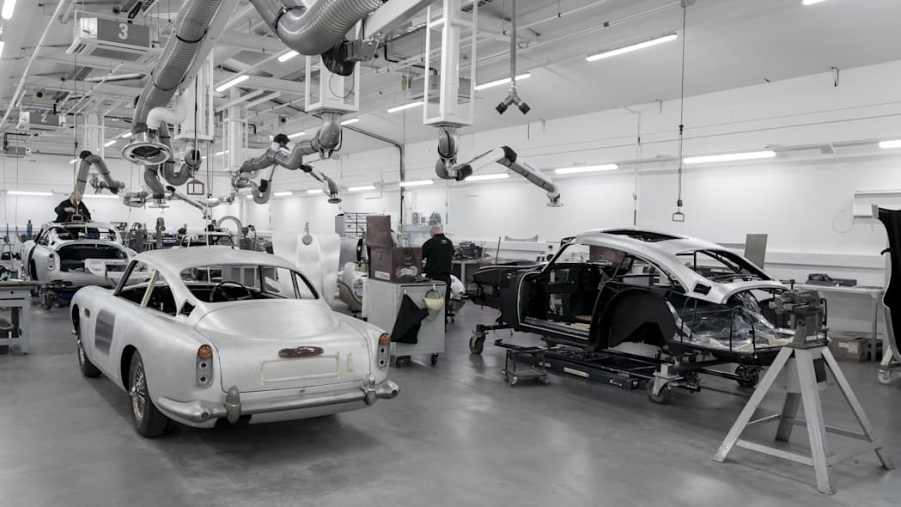 new continuation DB5 Aston Martins being hand assembled in the workshop