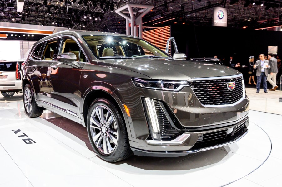 A Cadillac XT6 on display at an auto show