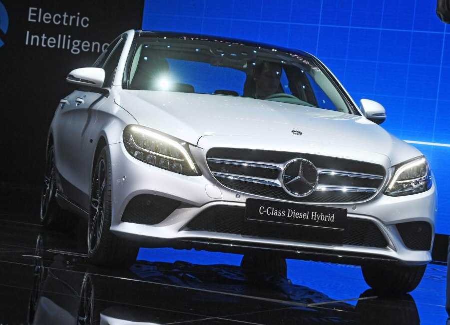 The Mercedes-Benz C-Class Diesel Hybrid being presented during the first press day of the Geneva Motor Show