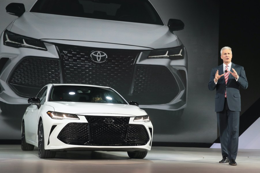 Jack Hollis of Toyota introduces the 2019 Avalon at the North American International Auto Show