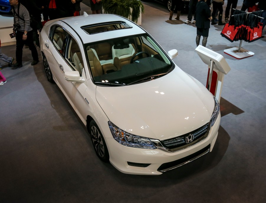 The New 2014 Honda Accord Hybrid Touring (viewed from a high angle to see over the massive crowds)