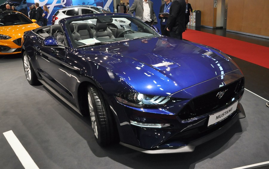 A Ford Mustang is seen during the Vienna Car Show press preview at Messe Wien