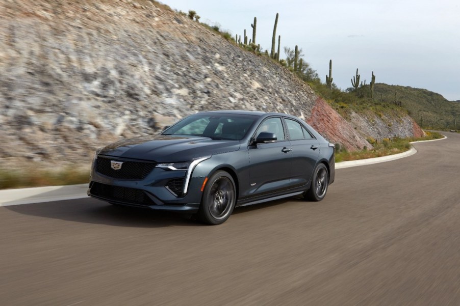 Cadillac CT4-V driving in the desert