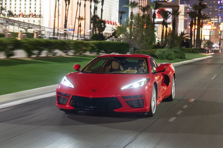 2020 Chevrolet Corvette Stingray driving down the Las Vegas strip