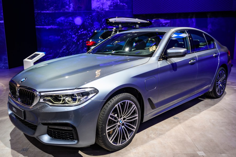 BMW 5 Series sedan on display at Brussels Expo