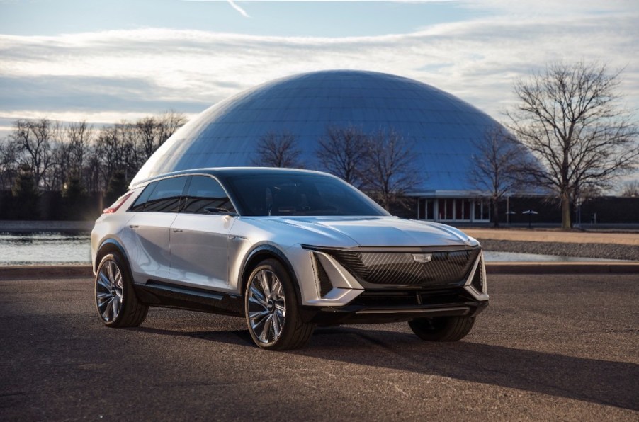 Cadillac LYRIQ parked in front of dome building