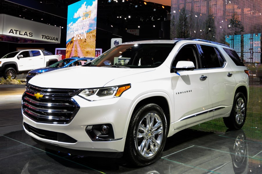 Chevrolet Traverse, rival to the Nissan Pathfinder, seen at the New York International Auto Show