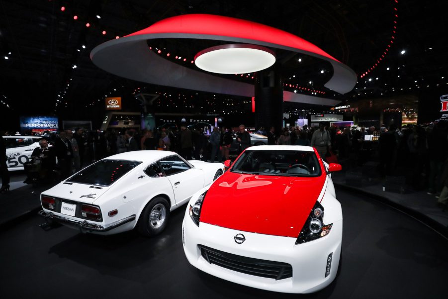 A 2020 Nissan 370Z on display at an auto show