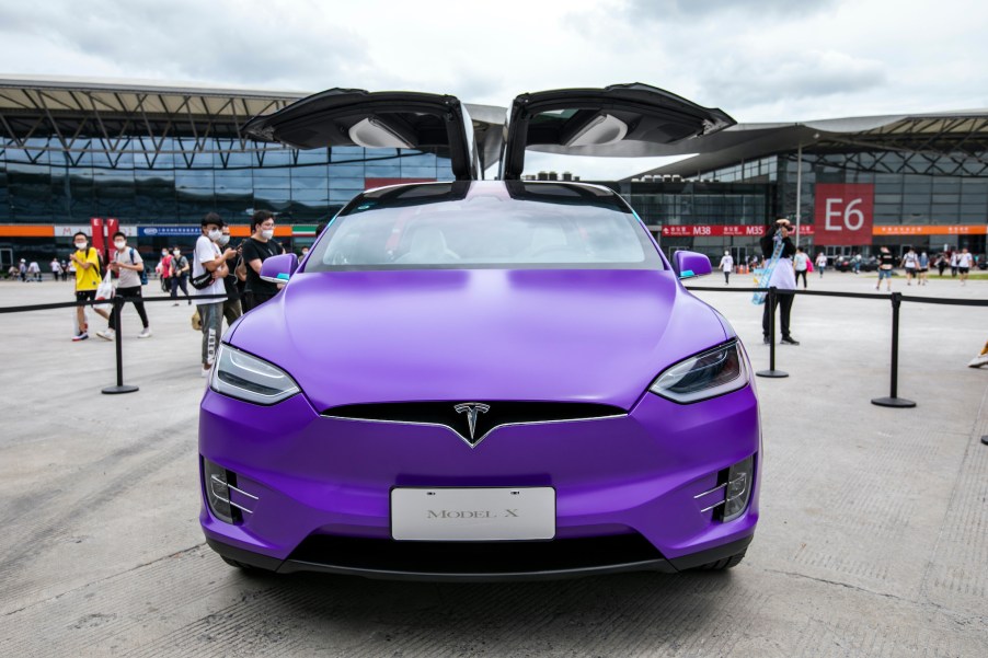 Tesla Model X, equipped with Autopilot tech, is on display during the 2020 China Digital Entertainment Expo & Conference