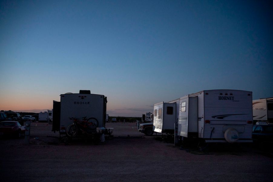 An RV park that is both a temporary and long-term home for many oil field workers