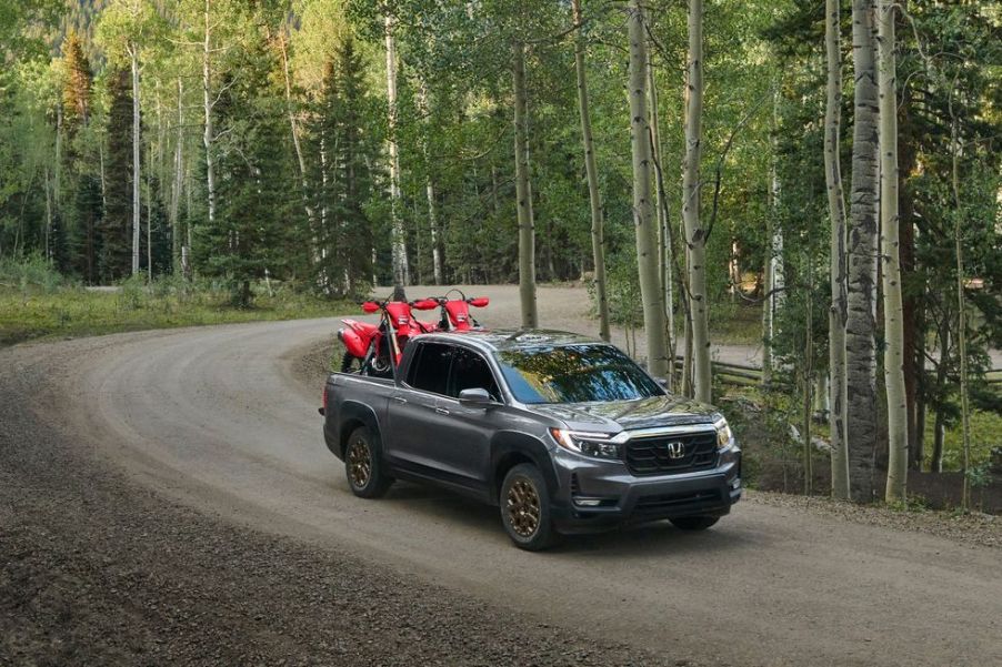 2021 Honda Ridgeline driving on dirt road