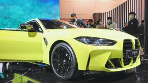 A BMW M4 car is on display during 2020 Beijing International Automotive Exhibition