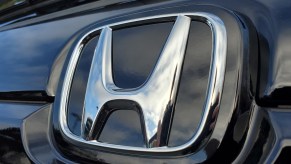 A close up image of the Honda logo.