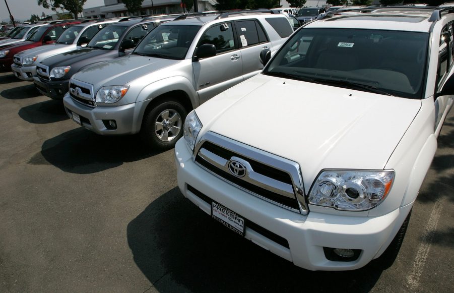 Toyota SUVs for sale at a car dealership