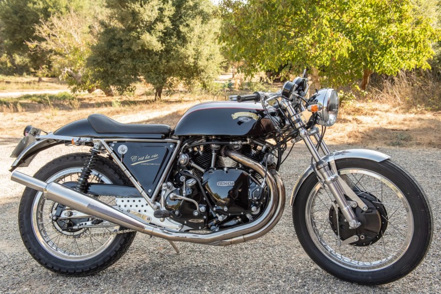 A black-tanked 1968 Egli-Vincent by Godet