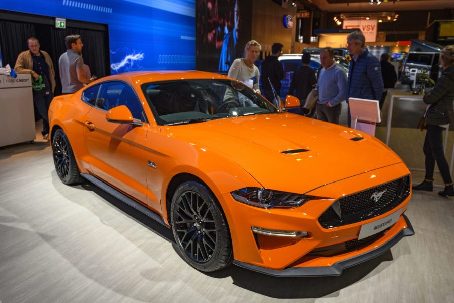 Ford Mustang 5.0 V8 sports car on display at Brussels Expo