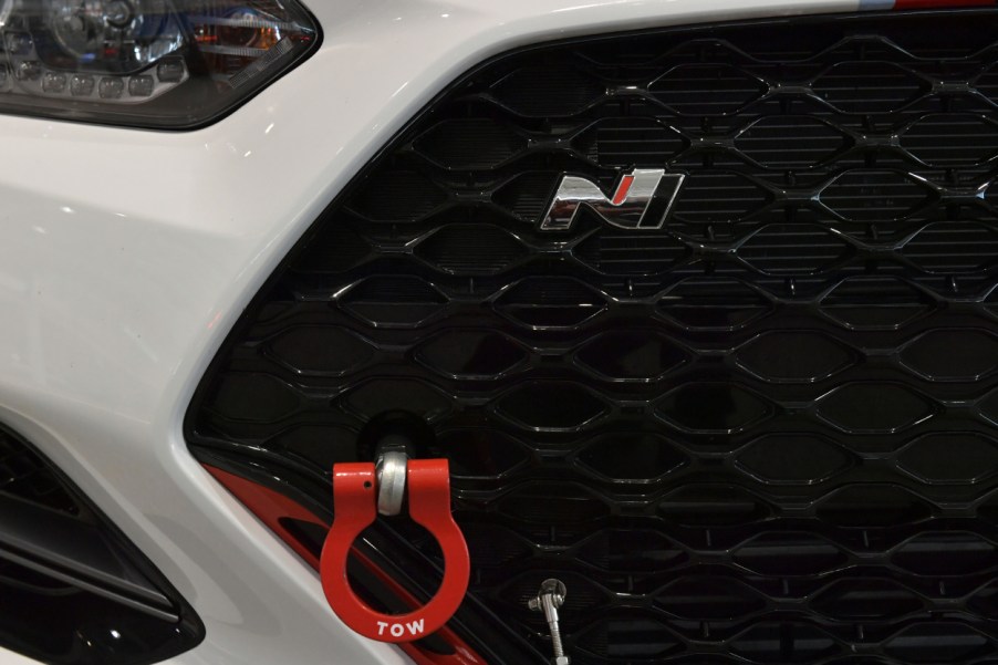 A closeup view of a Hyundai Veloster N