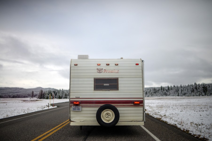 Used RV traveling to Yellowstone