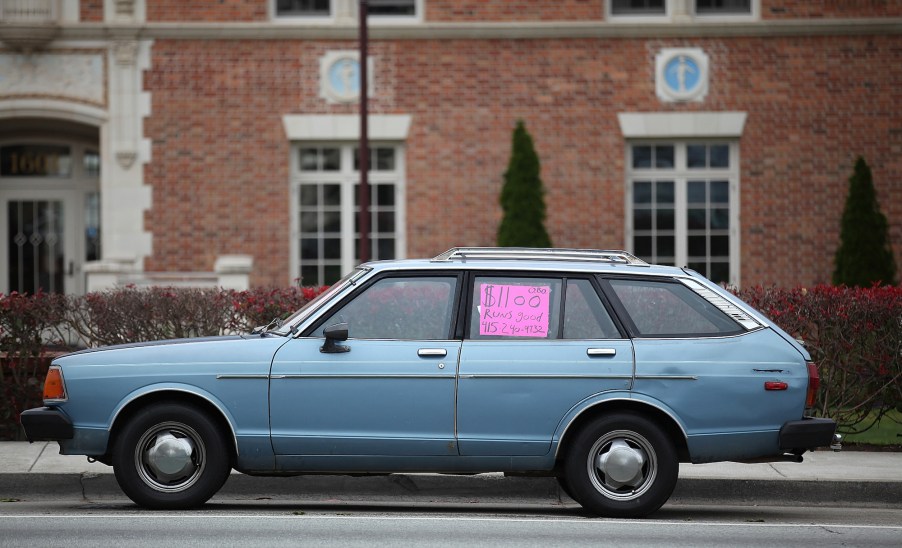 A used car with a for sale sign in its window sits on 19th Avenue on June 9, 2011, in San Francisco, California.