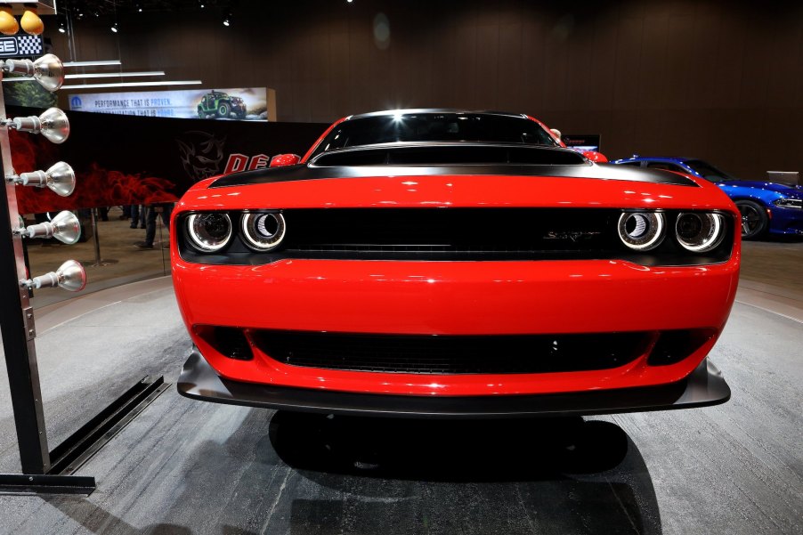 A red 2018 Dodge Challenger SRT Demon is on display at the 110th-annual Chicago Auto Show at McCormick Place in Chicago, Illinois on February 9, 2018.